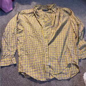 Yellow Plaid Men's Polo Ralph Lauren Button Up Shirt